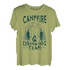Lustiges Lagerfeuer, das Team-Gebirgslandschaft trinkt T-Shirt