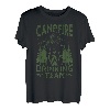 Lustiges Lagerfeuer, das Team-Gebirgslandschaft trinkt T-Shirt