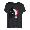 Weihnachtsmann-Katze, lustige schwarze Katze in Weihnachtsmütze X-Mas T-Shirt