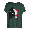 Weihnachtsmann-Katze, lustige schwarze Katze in Weihnachtsmütze X-Mas T-Shirt