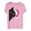 Weihnachtsmann-Katze, lustige schwarze Katze in Weihnachtsmütze X-Mas T-Shirt