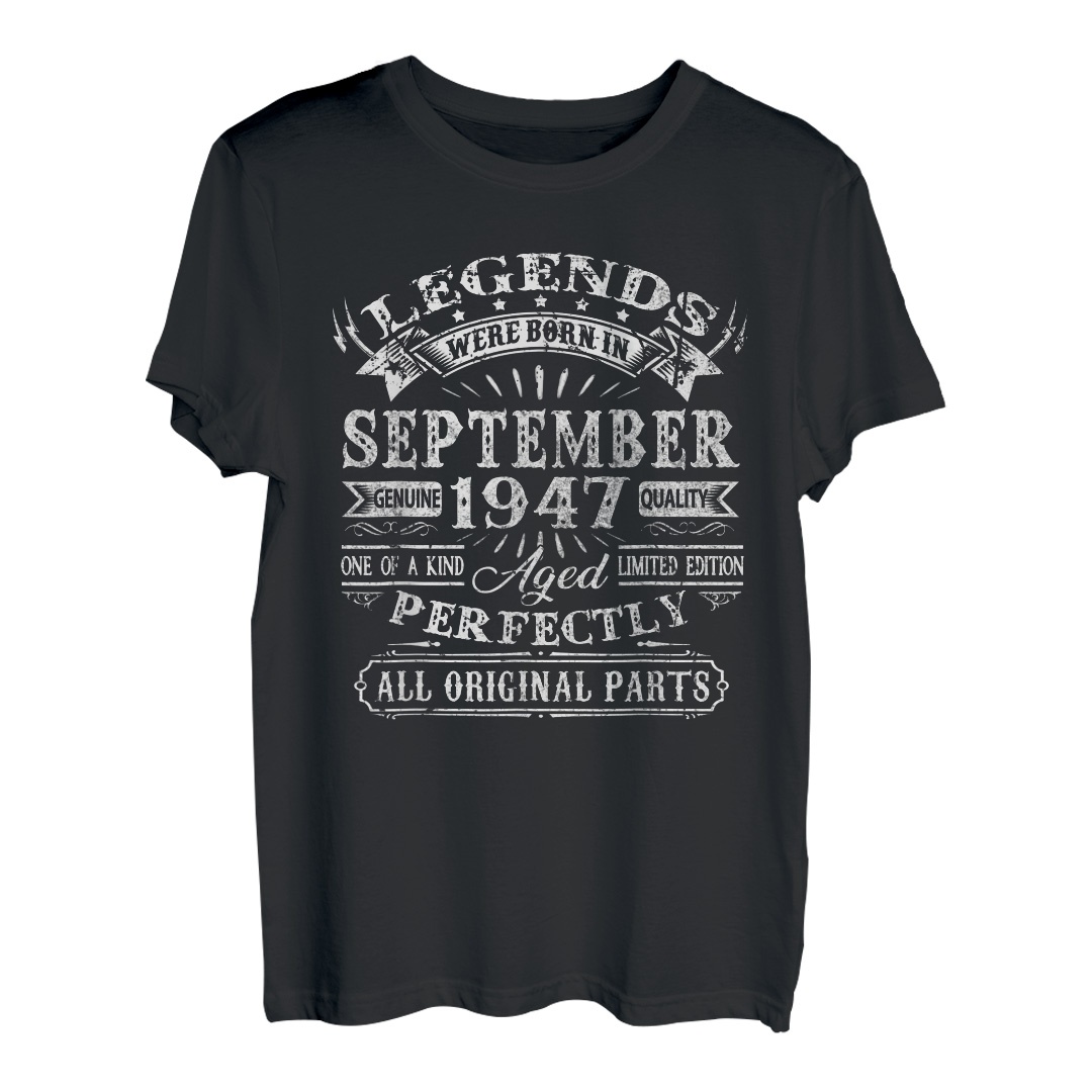 75. Geburtstag Mann September 1947 75 Jahre Lustig Geschenk T-Shirt