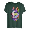 Husky buntes Pop Art Porträt für Hundebesitzer Chukcha Sibe T-Shirt