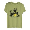 Funny Racoon Playing Drum Kit Grafik T-Shirt