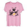 Funny Racoon Playing Drum Kit Grafik T-Shirt