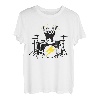 Funny Racoon Playing Drum Kit Grafik T-Shirt