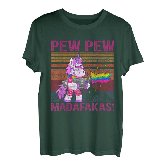 Unicorn Pew Pew Madafakas Vintage Crazy Cat Lustige Grafik T-Shirt
