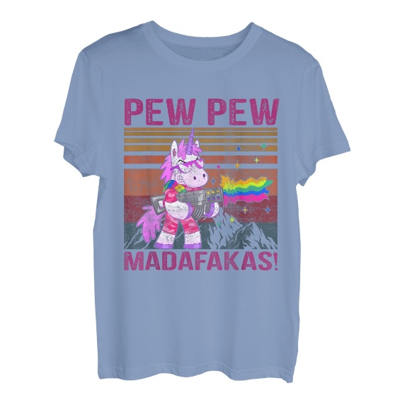 Unicorn Pew Pew Madafakas Vintage Crazy Cat Lustige Grafik T-Shirt