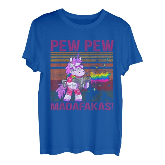 Unicorn Pew Pew Madafakas Vintage Crazy Cat Lustige Grafik T-Shirt
