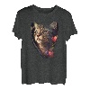 Schöne braune Katze mit rosa Blumen für Katzenliebhaber T-Shirt