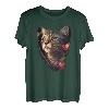 Schöne braune Katze mit rosa Blumen für Katzenliebhaber T-Shirt
