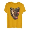 Schöne braune Katze mit rosa Blumen für Katzenliebhaber T-Shirt