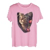 Schöne braune Katze mit rosa Blumen für Katzenliebhaber T-Shirt