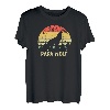 Herren Papa Wolf heulender Mond Vintage Retro Sonnenuntergang T-Shirt