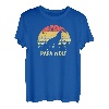 Herren Papa Wolf heulender Mond Vintage Retro Sonnenuntergang T-Shirt