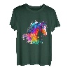 Idea Passion Horses Rider Aquarell Splash Art T-Shirt