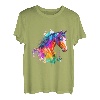 Idea Passion Horses Rider Aquarell Splash Art T-Shirt