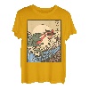 Vintage Retro Japanische Große Welle Katze VS Monster Geschenk T-Shirt