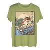 Vintage Retro Japanische Große Welle Katze VS Monster Geschenk T-Shirt