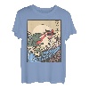 Vintage Retro Japanische Große Welle Katze VS Monster Geschenk T-Shirt