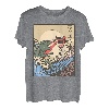 Vintage Retro Japanische Große Welle Katze VS Monster Geschenk T-Shirt