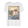 Vintage Retro Japanische Große Welle Katze VS Monster Geschenk T-Shirt