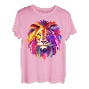 Cooles Löwenkopf-Design mit hellem buntem T-Shirt
