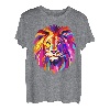Cooles Löwenkopf-Design mit hellem buntem T-Shirt