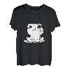 Niedliche schwarz-weiße Bleistiftzeichnung von Frosch T-Shirt