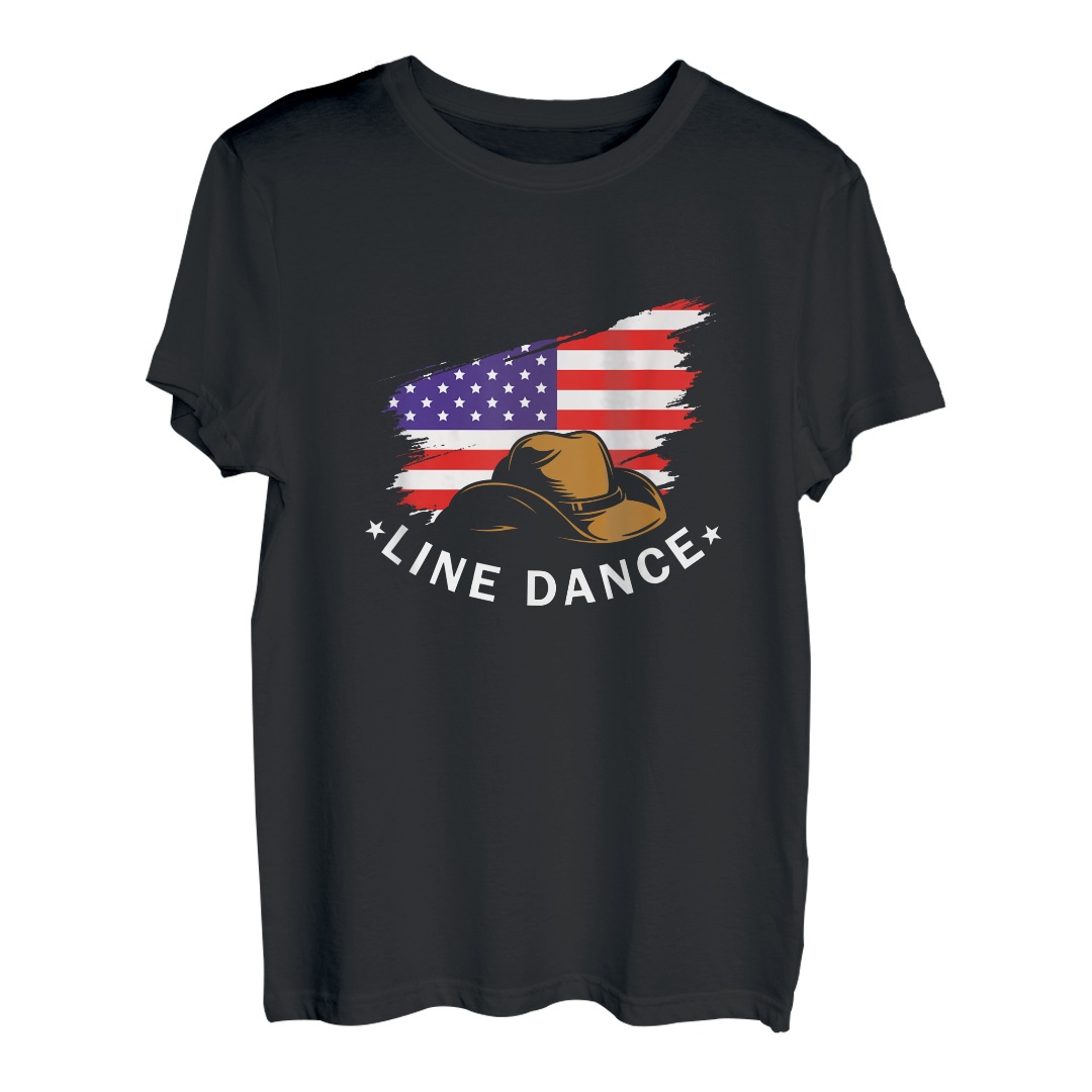 Linedance Amerikanische Flagge Tanzen Western Tanz Geschenk T-Shirt