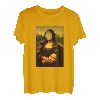 Lustige Sarcasm Ölgemälde Mona Lisa Face Off Her Gesichtsmaske T-Shirt