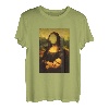 Lustige Sarcasm Ölgemälde Mona Lisa Face Off Her Gesichtsmaske T-Shirt