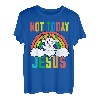 Lustiges Satanisches Einhorn Regenbogen Not Today Jesus T-Shirt
