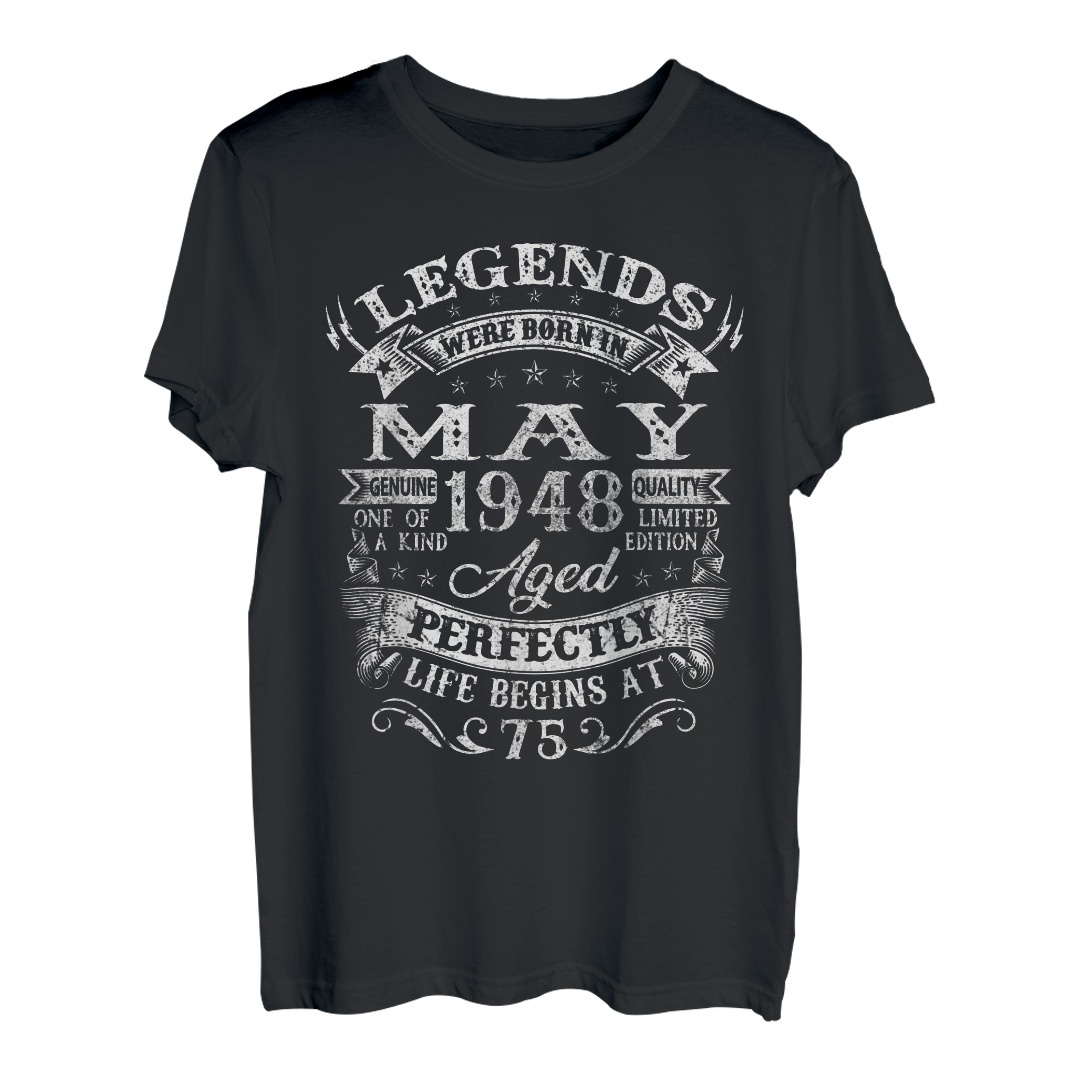 75. Geburtstag Geschenk Mann Legenden Sind Im Mai 1948 T-Shirt