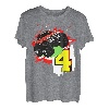 Monster Truck Geburtstag 4 Jahre 4. Geburtstag Feier Jungen T-Shirt