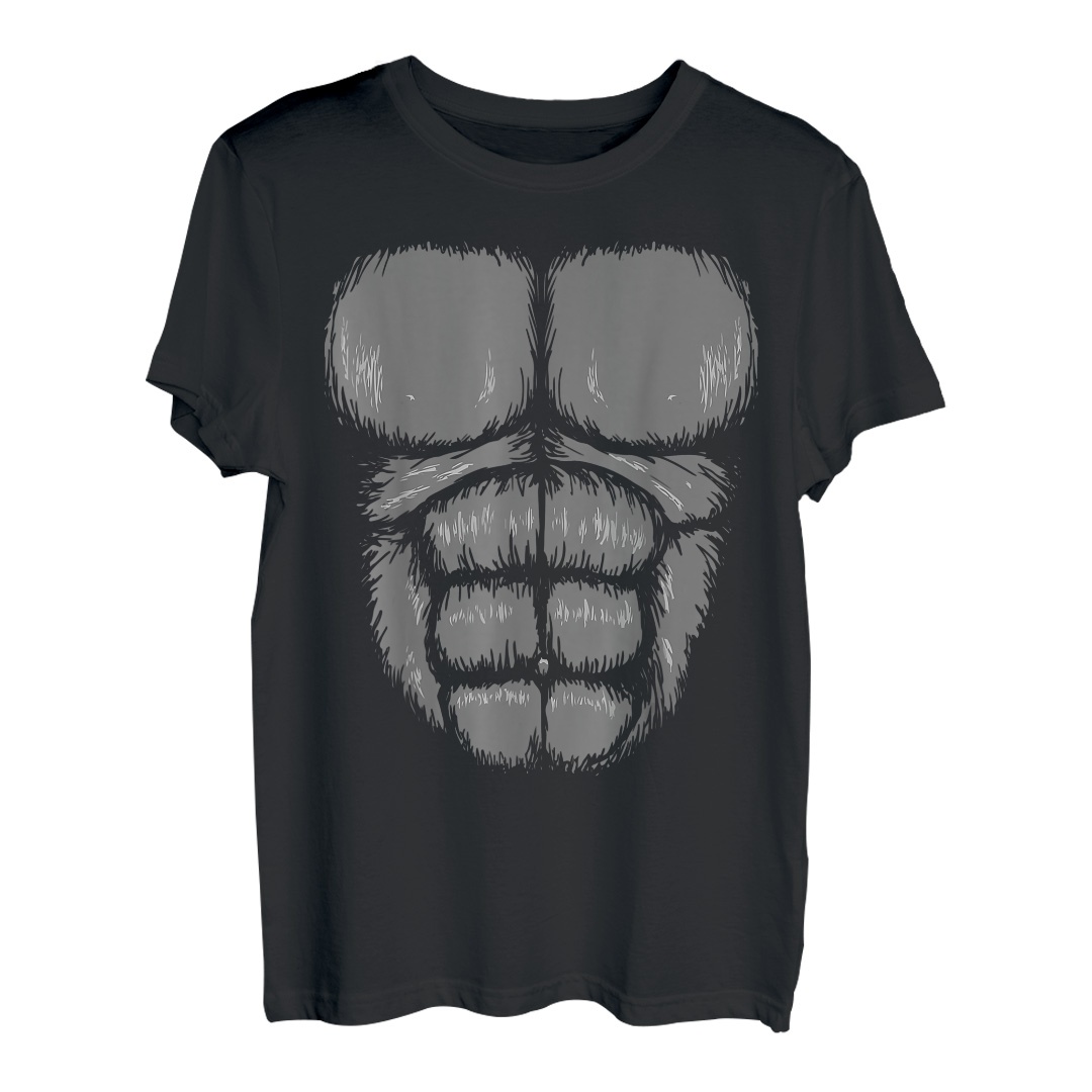 Gorilla Affe Bauch Truhe Kostüm T-Shirt Tier Halloween T-Shirt