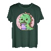 Niedlicher Kawaii-Boba-Tee, grüner Dino-Anime-Geschenk T-Shirt