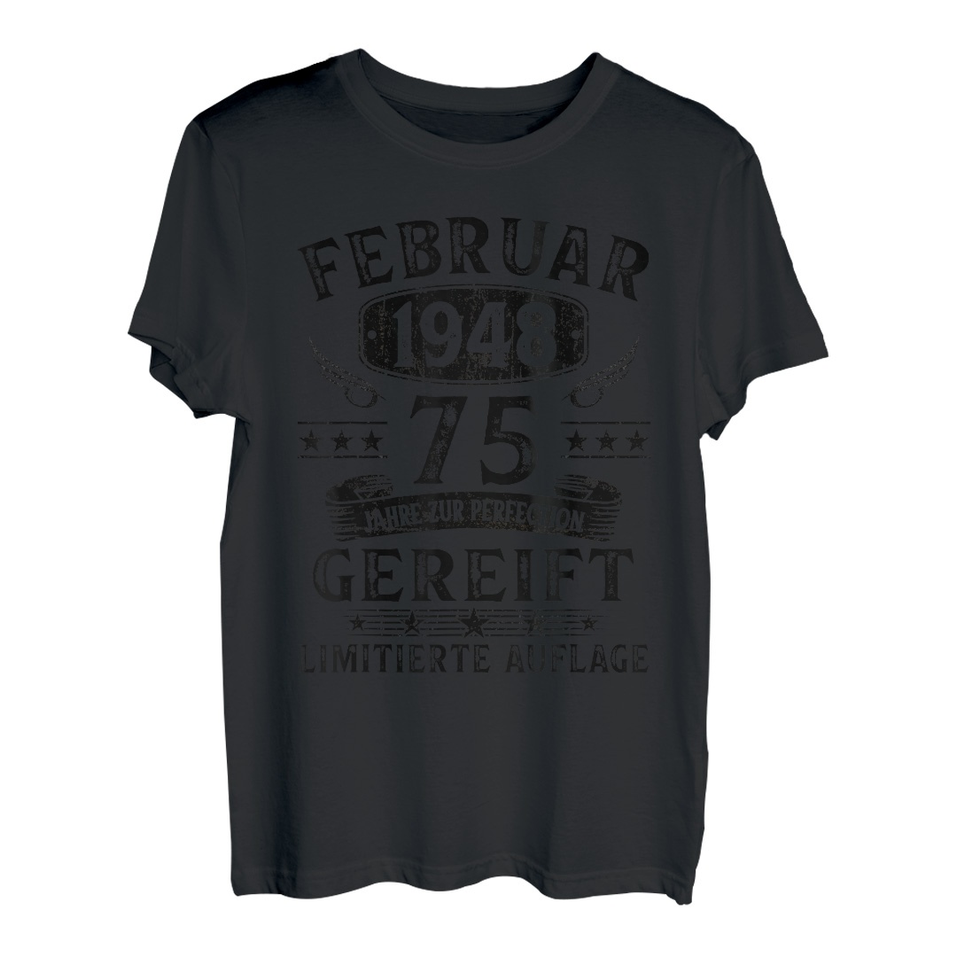 Februar 1948 Lustige Geschenke 75. Geburtstag Mann Frau T-Shirt