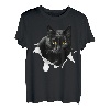 Schwarze Katze zerrissenes Stoff, Geschenke für Katzenliebhaber, Katzen, Vater, Katzen, Mutter T-Shirt