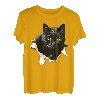 Schwarze Katze zerrissenes Stoff, Geschenke für Katzenliebhaber, Katzen, Vater, Katzen, Mutter T-Shirt