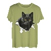 Schwarze Katze zerrissenes Stoff, Geschenke für Katzenliebhaber, Katzen, Vater, Katzen, Mutter T-Shirt