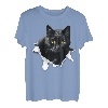 Schwarze Katze zerrissenes Stoff, Geschenke für Katzenliebhaber, Katzen, Vater, Katzen, Mutter T-Shirt
