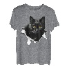 Schwarze Katze zerrissenes Stoff, Geschenke für Katzenliebhaber, Katzen, Vater, Katzen, Mutter T-Shirt