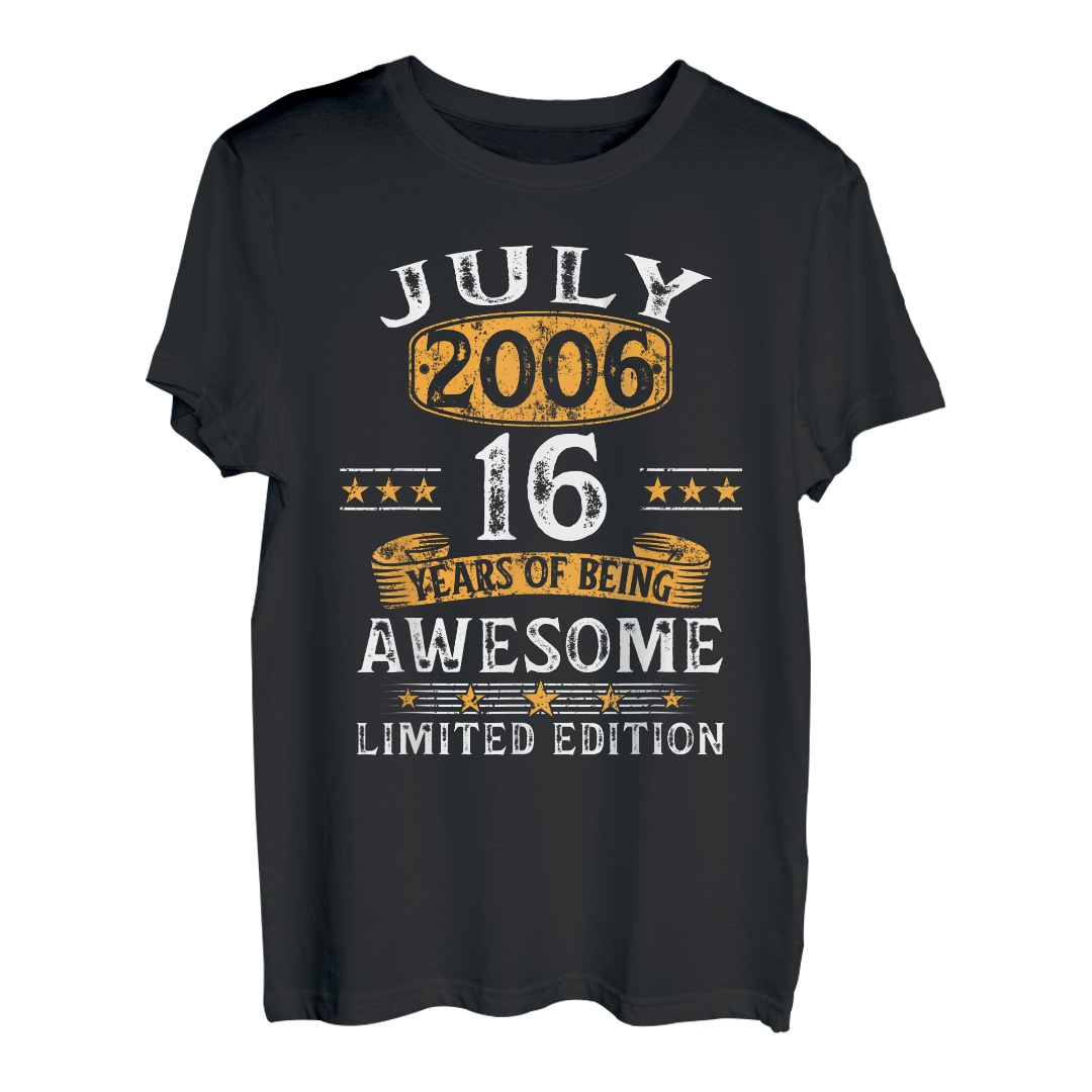 Juli 2006 Lustige Geschenke 16. Geburtstag Jungen Mädchen T-Shirt