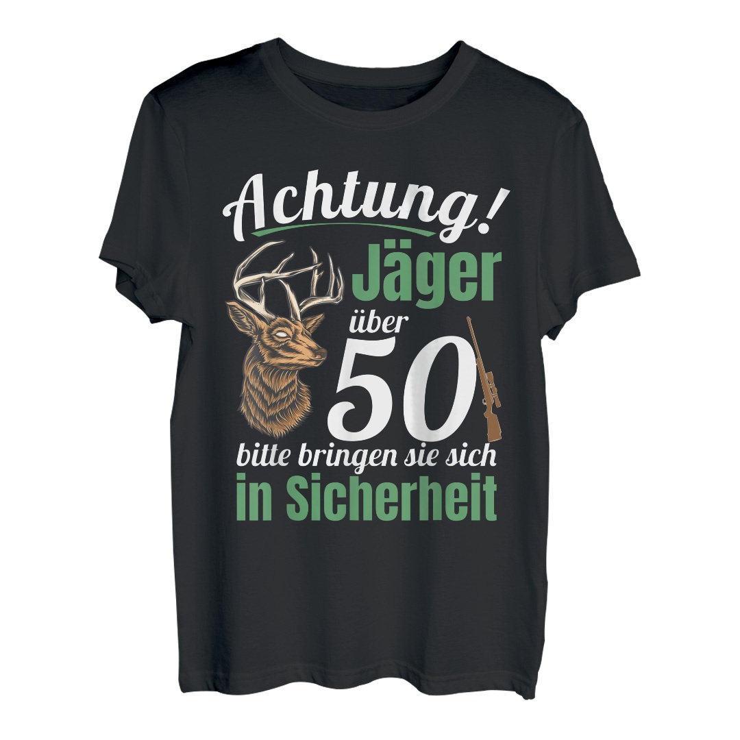 Herren ACHTUNG! Jäger über 50 Lustiges Geburtstagsgeschenk Jäger T-Shirt