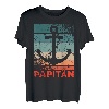 Herren Papitän | Papa und Kapitän Lustiges Retro Anker Vatertag T-Shirt