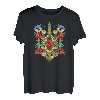 Ukraine Birds Red Mohnblumen Trysub Retro Ukrainian Vyshyvanka T-Shirt