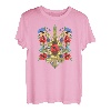 Ukraine Birds Red Mohnblumen Trysub Retro Ukrainian Vyshyvanka T-Shirt