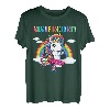 Süßes Einhorn tanzt im Regenbogen-Hapfox. T-Shirt