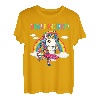 Süßes Einhorn tanzt im Regenbogen-Hapfox. T-Shirt